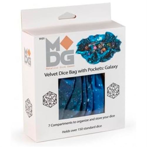 Dice Bag Velvet Galaxy with Pockets - Metallic Dice Games